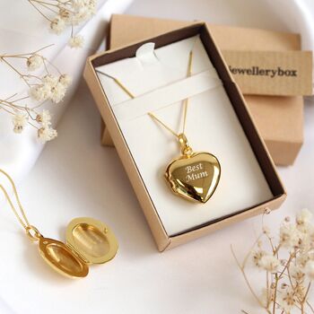 Gold Plated Sterling Silver Engravable Heart Locket, 3 of 5