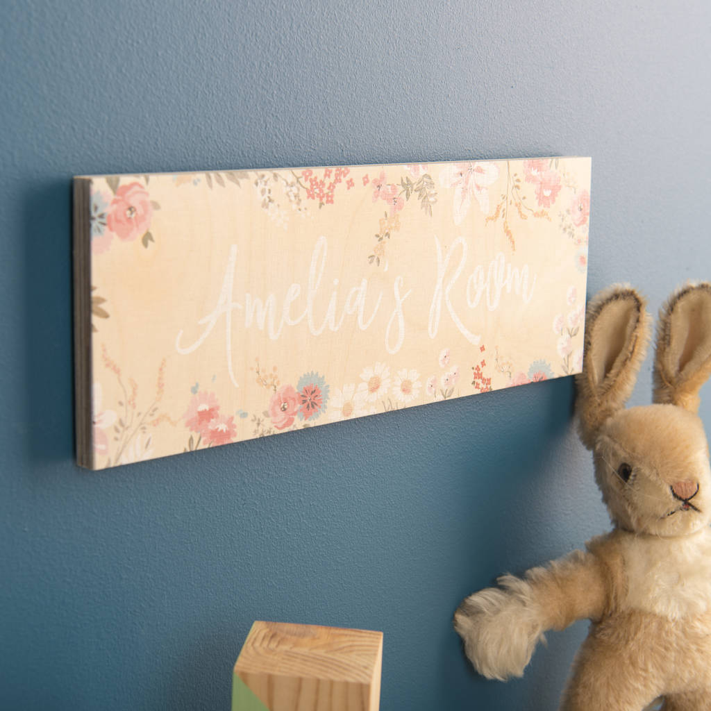 Personalised Wooden Floral Room Name Sign By Oakdene Designs