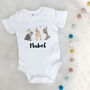 Personalised Watercolour Bunnies Babygrow, thumbnail 1 of 10