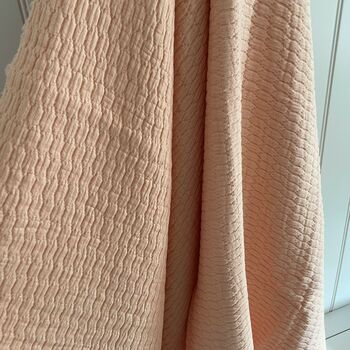 Blush Pink Plush Throw Bedspread 100% Cotton, 4 of 5