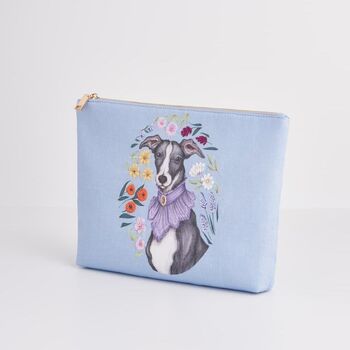 Catherine Rowe Pet Portraits Whippet Blue Cotton Pouch, 2 of 5