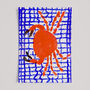 Crab On Blue Tablecloth Seafood Illustration Kitchen Poster, thumbnail 4 of 12