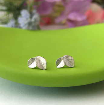 Sterling Silver Leaf Earrings, 8 of 12