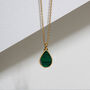 Teardrop Malachite Urn Necklace 18 K Gold Plated Silver, thumbnail 4 of 6