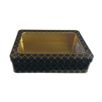 Moroccan Gift Tin Box With Window Lid Black, 2 of 2