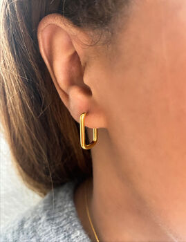 Gold Plated Contemporary Oval Hoops, 2 of 3