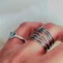 Multi Band Open Adjustable Hammered Gold And Silver Plated Rings, thumbnail 4 of 6