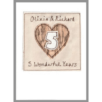 Personalised 5th Wood Wedding Anniversary Card, 2 of 6