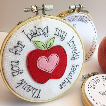 Thank You Teacher Apple Embroidered Hoop Card, 5 of 5