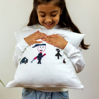 Wedding Day Cushion With A Child's Drawing, 3 of 7