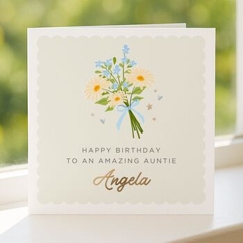 Personalised Birthday Card For Auntie With Flowers, 4 of 7