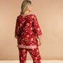 Indian Cotton Red Rubra Print Pyjama Set, thumbnail 7 of 7