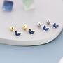 Sapphire Blue Cz Marquise Leaf Duo Barbell Earrings, thumbnail 4 of 11