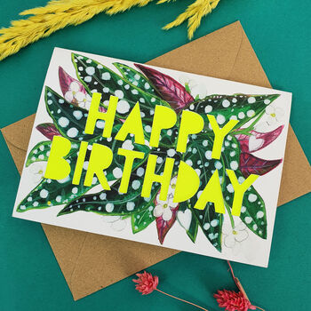 Happy Birthday Spotty Begonia Birthday Card, 2 of 4
