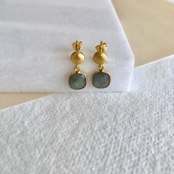 Iseo Gemstone And Brushed Gold Plated Earrings, 7 of 12