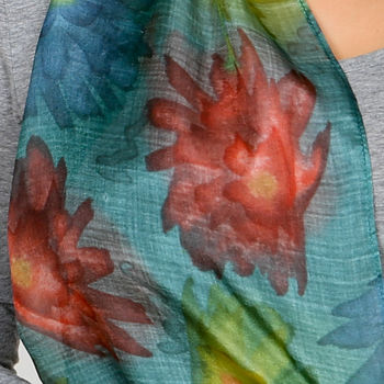 Oriental Floral Silk Scarf, 2 of 2