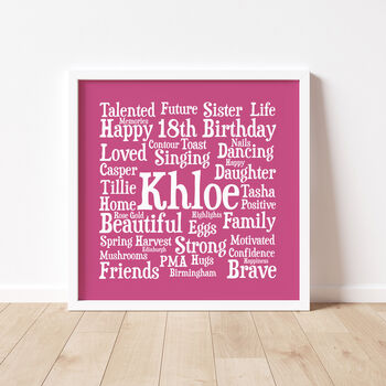 Birthday Personalised 18th Word Art Gift, 3 of 5