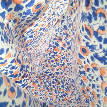 Xl Block Print Tote Bag, Handmade, Blue Coral, 6 of 9