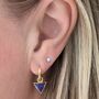 'The Triangle' Lapis Lazuli Hoop Gold Plated Earrings, thumbnail 3 of 5