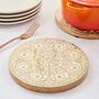 Round Floral Carved Mango Wood Trivet, thumbnail 1 of 3