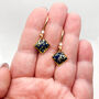 Diamond Shape Navy Dainty Drop Earrings, thumbnail 2 of 9