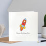 Rocket Birthday Card Personalised With Name And Age, thumbnail 1 of 3
