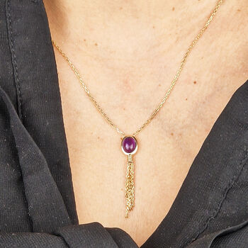18ct Gold Vermeil Real Amethyst Pendant Necklace, 2 of 5