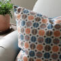 Orange And Blue Geometric Wool Cushion, thumbnail 2 of 3