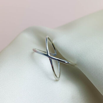 Sterling Silver Crossed Bands Adjustable Ring, 3 of 5