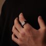 Personalise Rectangle Signet Ring, Black, Grey, thumbnail 6 of 9