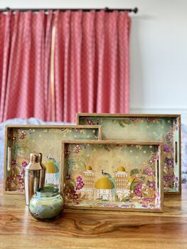 Luxury Lacquer Coated Wood Serving Tray, Printed Medium Size, 8 of 12