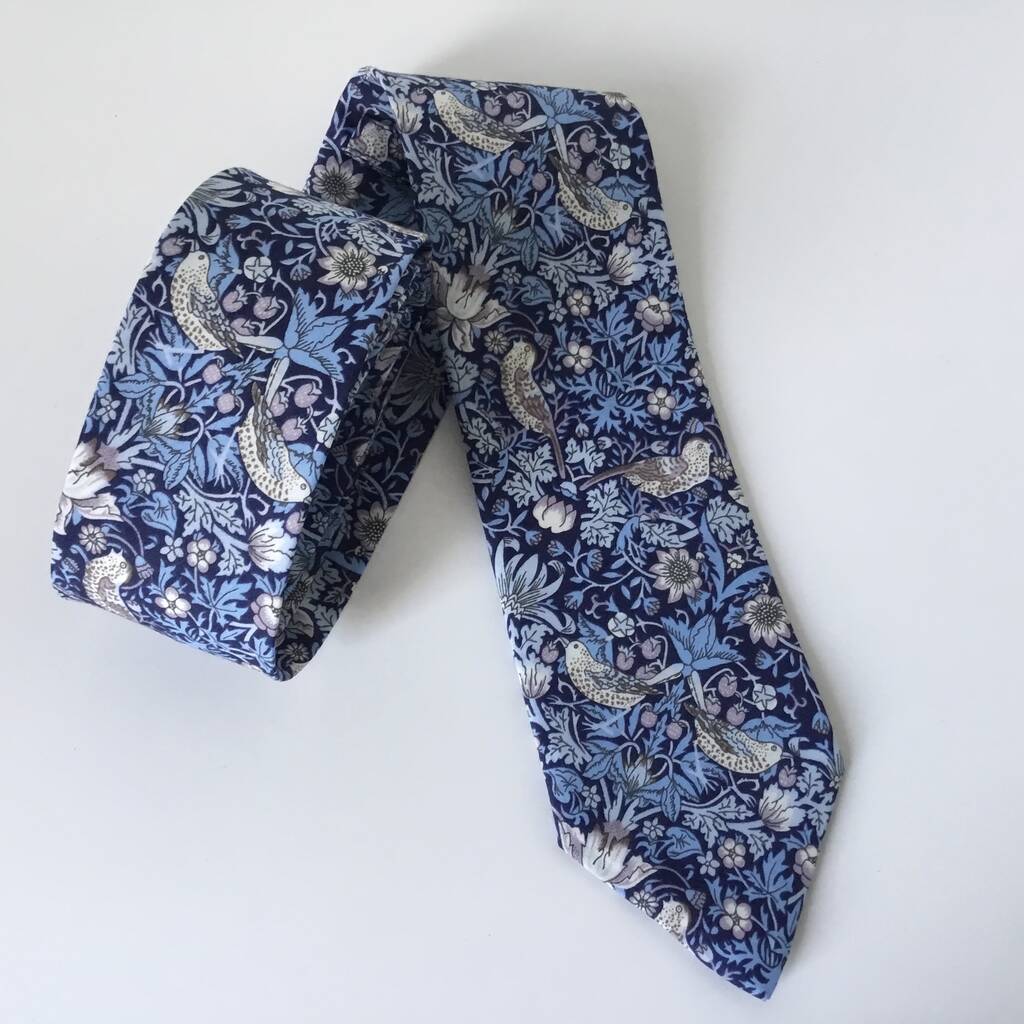 Hand Stitched Liberty Of London Blue Neck Tie By Bumble Beez