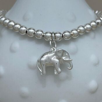 Personalised Solid Silver Elephant Charm Bracelet, 3 of 5