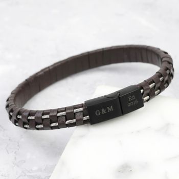 Men's Personalised Leather And Wire Bracelet, 4 of 6
