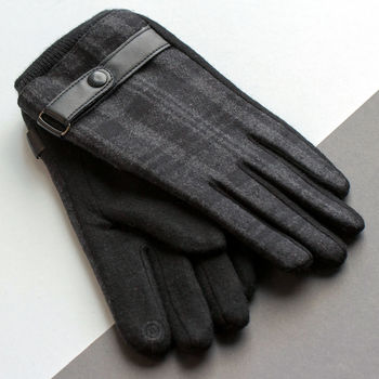Personalised Men's Merino Wool Gloves With Strap Detail, 7 of 11