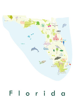 Florida State Map USA Art Print, 2 of 3