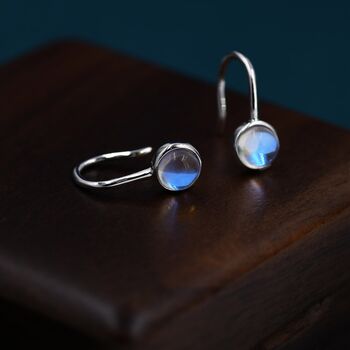 Sterling Silver Simulated Moonstone Drop Earrings, 2 of 12