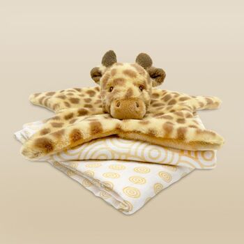 Georgie Giraffe Comforter With Swaddles Gift Set, 2 of 8