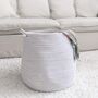 Large Laundry Cotton Rope Belly Basket White Grey, thumbnail 4 of 4
