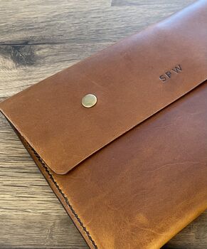 Personalised A4 Tan Leather Documents Folder, 2 of 11