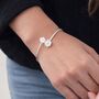 Sterling Silver Double Daisy Flower Cuff Bangle Bracelet, thumbnail 1 of 6