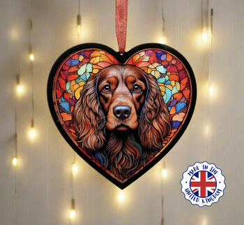 Cocker Spaniel Stained Glass Effect Heart Suncatcher, 7 of 9