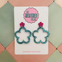 Groovy Pink And Blue Glitter Resin Flower Earrings, thumbnail 1 of 4