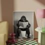 Gorilla On Toilet Funny Picture, thumbnail 1 of 4