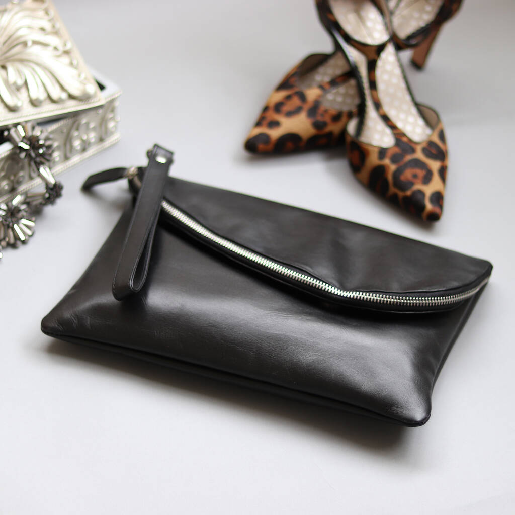 Black Leather Clutch Bag By The Leather Store | notonthehighstreet.com