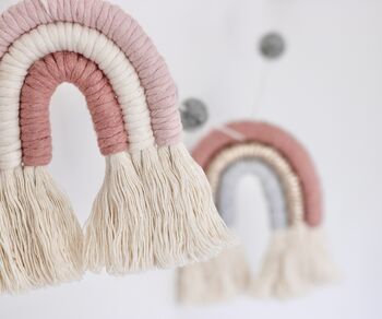 Handcrafted Macramé Rainbow And Pompom Garland, 2 of 9