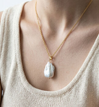 Shinju Gold Real Baroque Freshwater Pearl Pendant, 4 of 5
