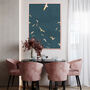 Landscape Gold Silhouette Birds Flying Turquoise Print, thumbnail 2 of 5