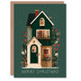 Cosy Festive House Deep Green Palette Christmas Card, thumbnail 1 of 4