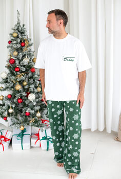 Family Christmas Green Snowflake Personalised Pyjamas, 9 of 12